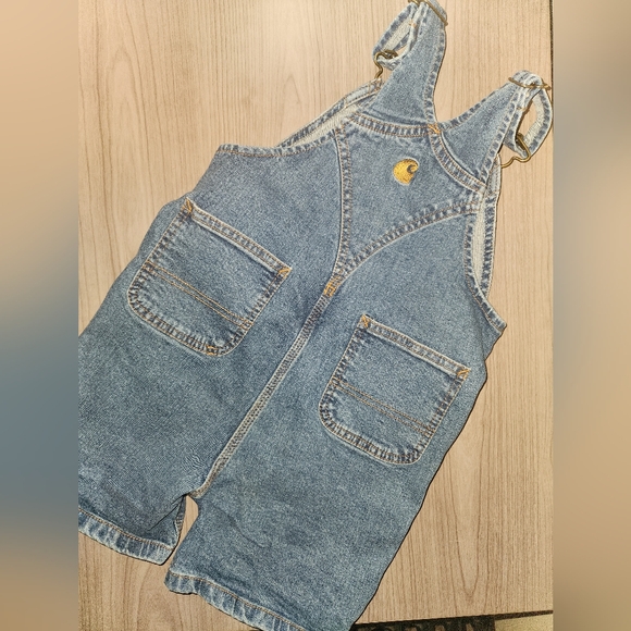 Carhartt Kids Blue Denim Overall Shorts - Picture 2 of 4